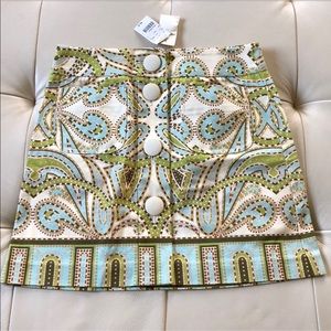 NWT J.Crew Trastevere Paisley Button Front Mini Skirt Size 4 Resort Coastal